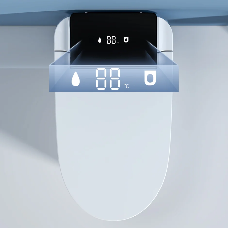 High-End Smart Toilet-Heated Seat Remote Control Dual-Flush S-trap P-trap Radar Sensor Auto Flush Luxury Modern Ceramic Floor