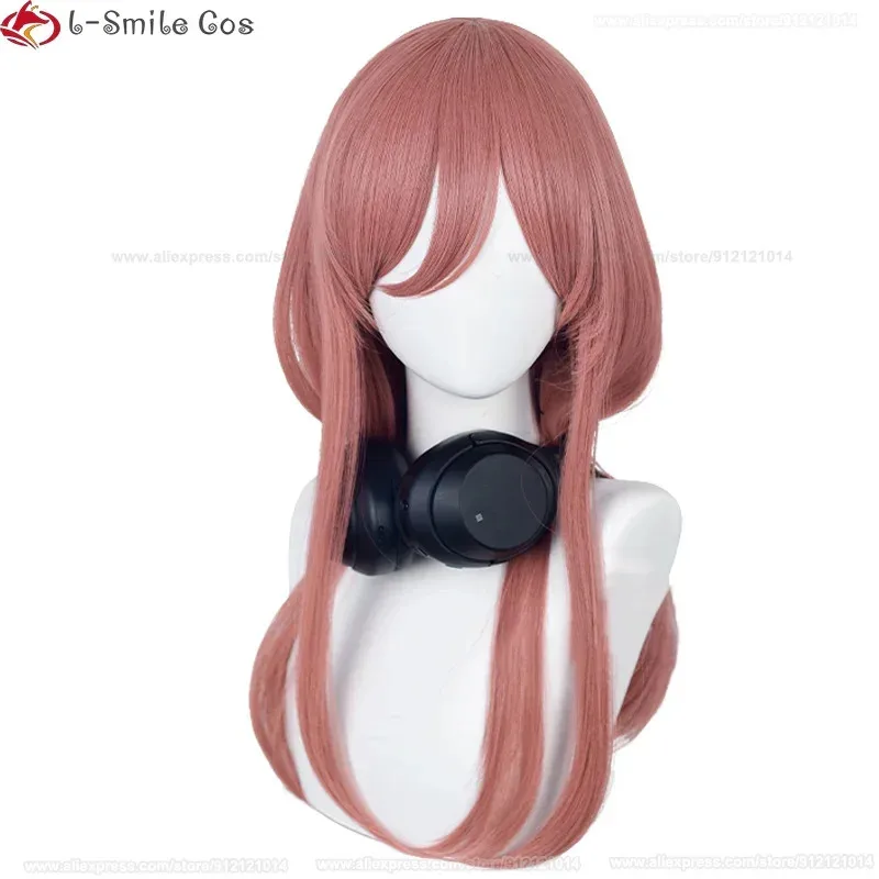 

aaa12 3High Quality Nakano Miku Wig 60cm Long Dark Pink Women Heat Resistant Synthetic Cosplay Anime Wigs + W
