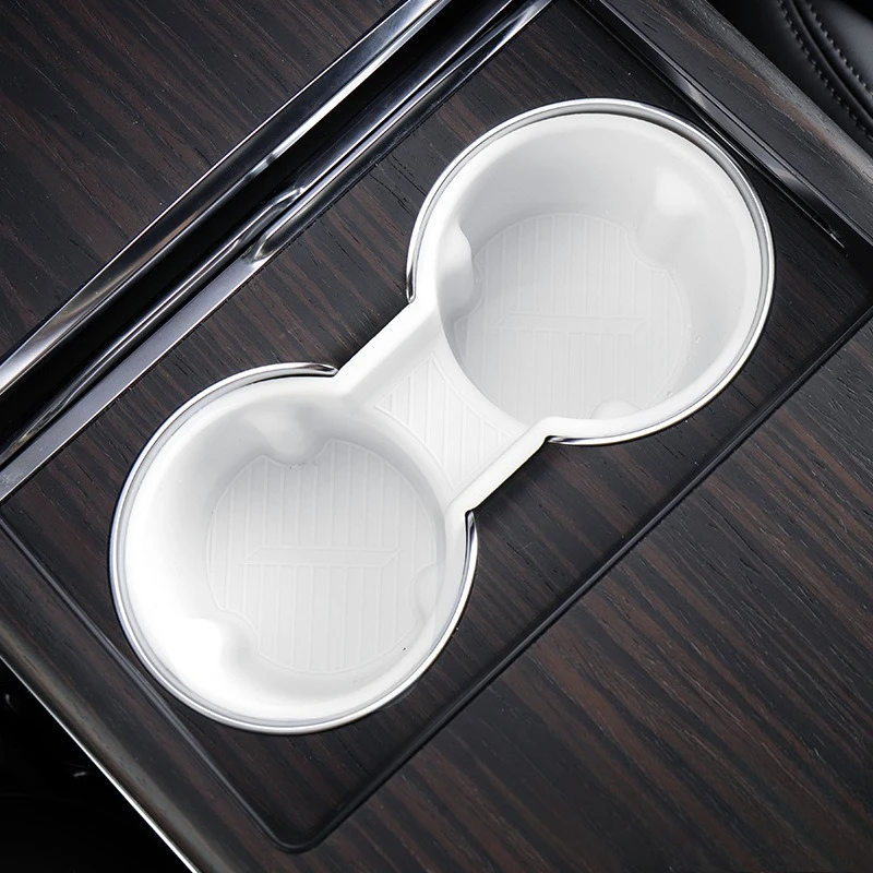 Center Console Cup Holder Insert for Tesla Model X/S 2021-2023 Silicone Drink Limiter & Storage Tray Organizer Anti-Slip Interio