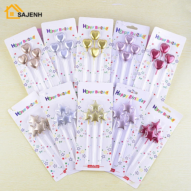4pcsMulticolour Candles Wedding Party Birthday Cake Candles Decoration Party Supplies