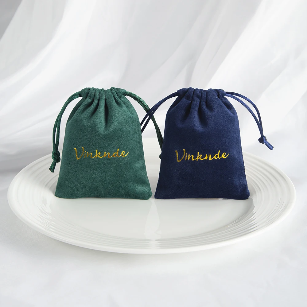 Custom Your Own Logo Velvet Jewelry Pouches 50 Luxury Bracelets Necklace Drawstring Packaging Organizer Gift Bags Wedding Favor