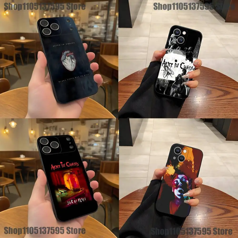 

Band A-Alice in Chains Phone Case For iPhone 17,16,15,14,13,12,11,Pro,XS,Max,XR,Plus,E,SE4,Mini Black Soft Cover
