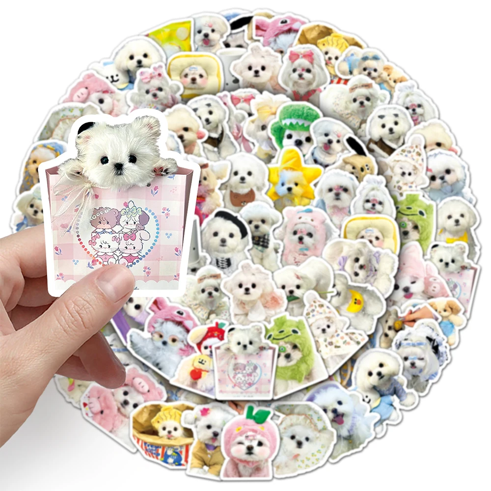 Kawaii adesivos com design maltês e cão, decalques animais bonitos, garrafa de água decoração, telefone, bagagem, impermeável, grafite, brinquedo, 10/30/50pcs