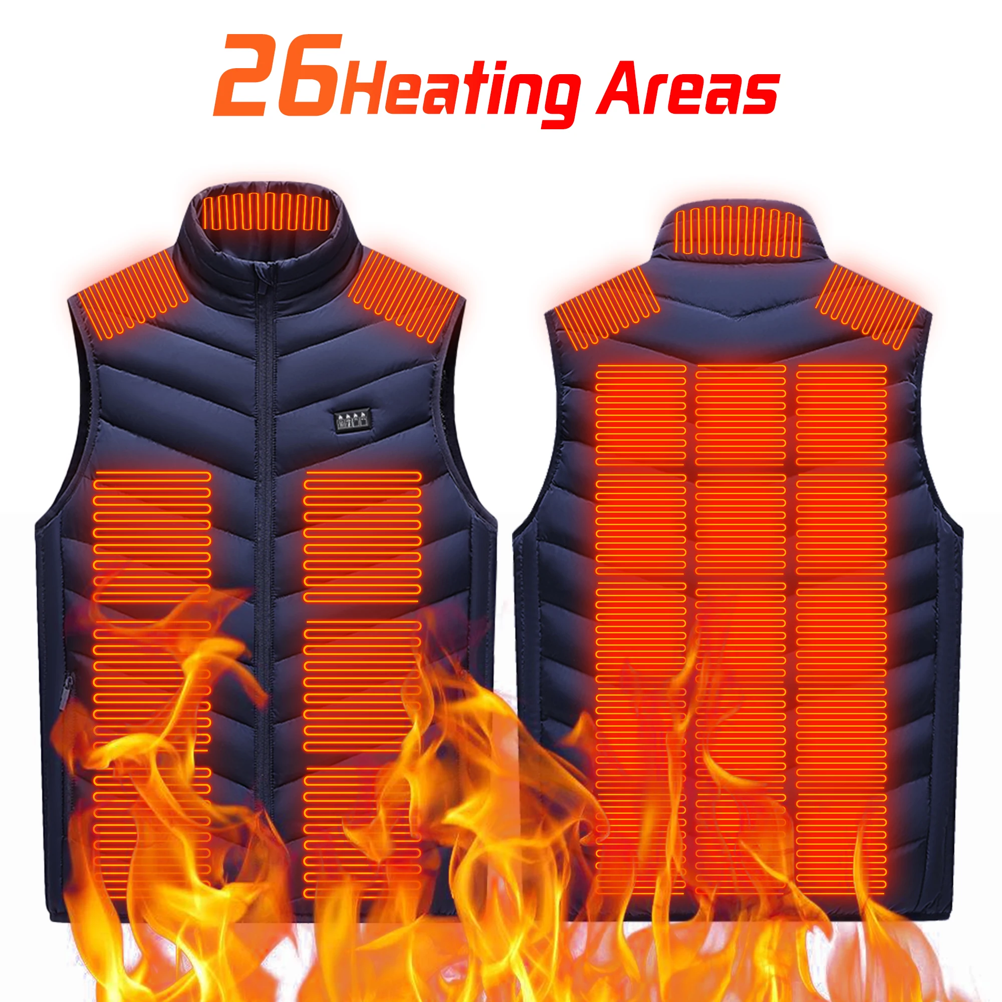 

Winter Heated Vest for Men and Women, 26-Zone Warm Jacket, Body Heater, Winter Outdoor Sports Coat, Heated Wear