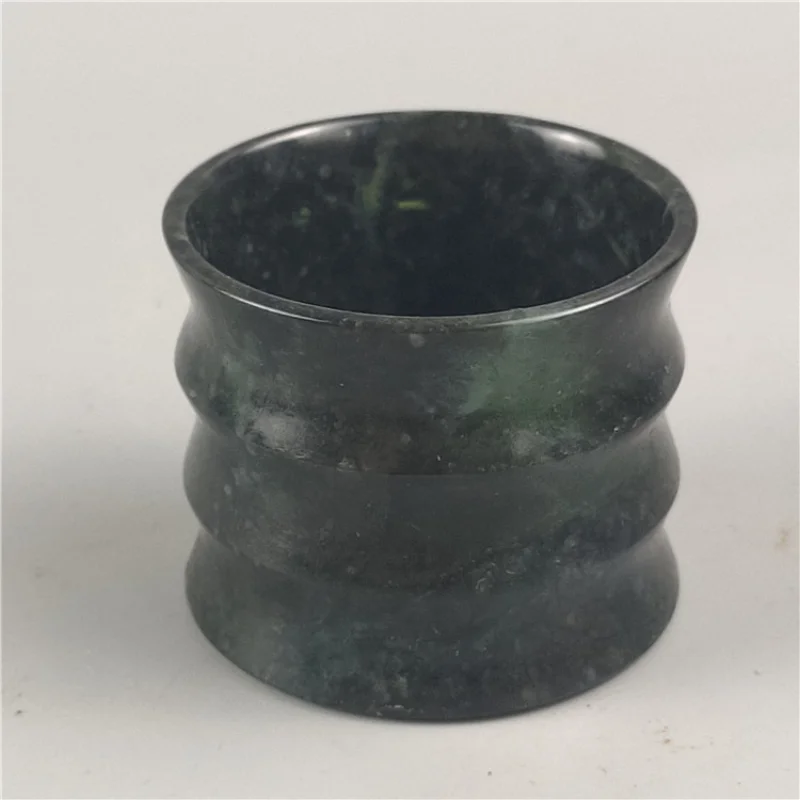 Natural Medicine King Stone Serpentine Stone Bamboo Joint Cup with Magnetic Olive Green Ink Jade Wine Cup Tea Cup