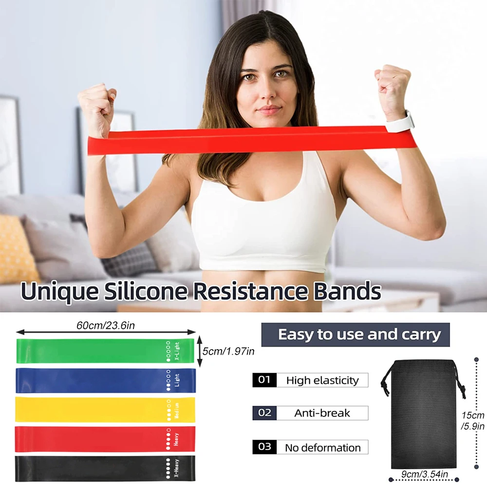 BraceTop 5 unids/set bandas de ejercicio de bucle de resistencia, banda elástica de Fitness banda de resistencia gimnasio Yoga Pull Tpe suministros de entrenamiento de cadera