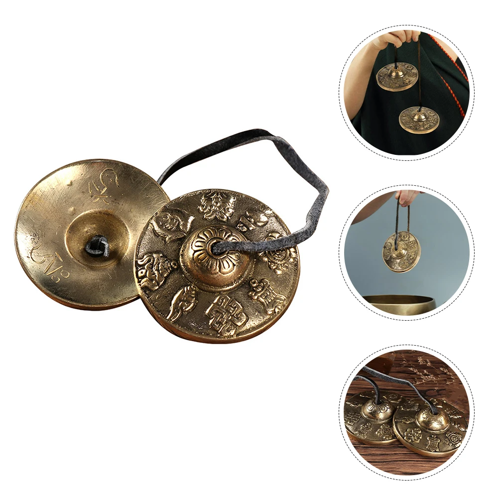 

Brass Hand for Adults Clear Sound Auspicious Patterns Ritual Instrument Blessing Exorcism Decoration Meditation Percussion