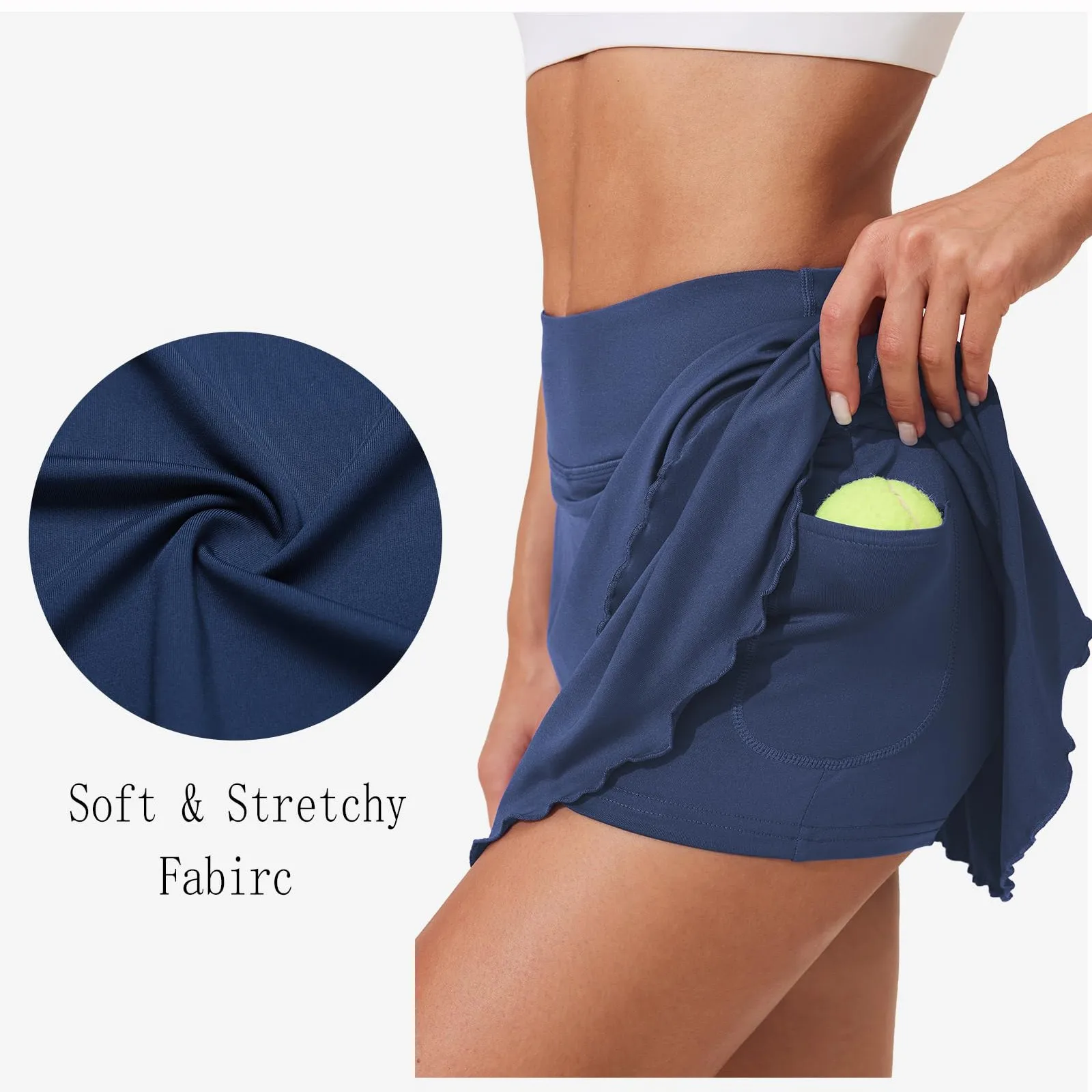 Jupes de sport double couche pour femmes, respirantes, décontractées, fitness, athlétiques, course à pied, yoga, tennis, été