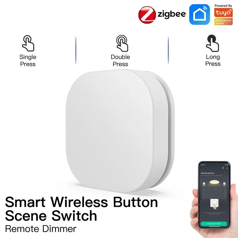 Tuya Zigbee Smart Wireless Button Switch Mini Dimmer Switches Smart Life App Remote Control Smart Home Controller