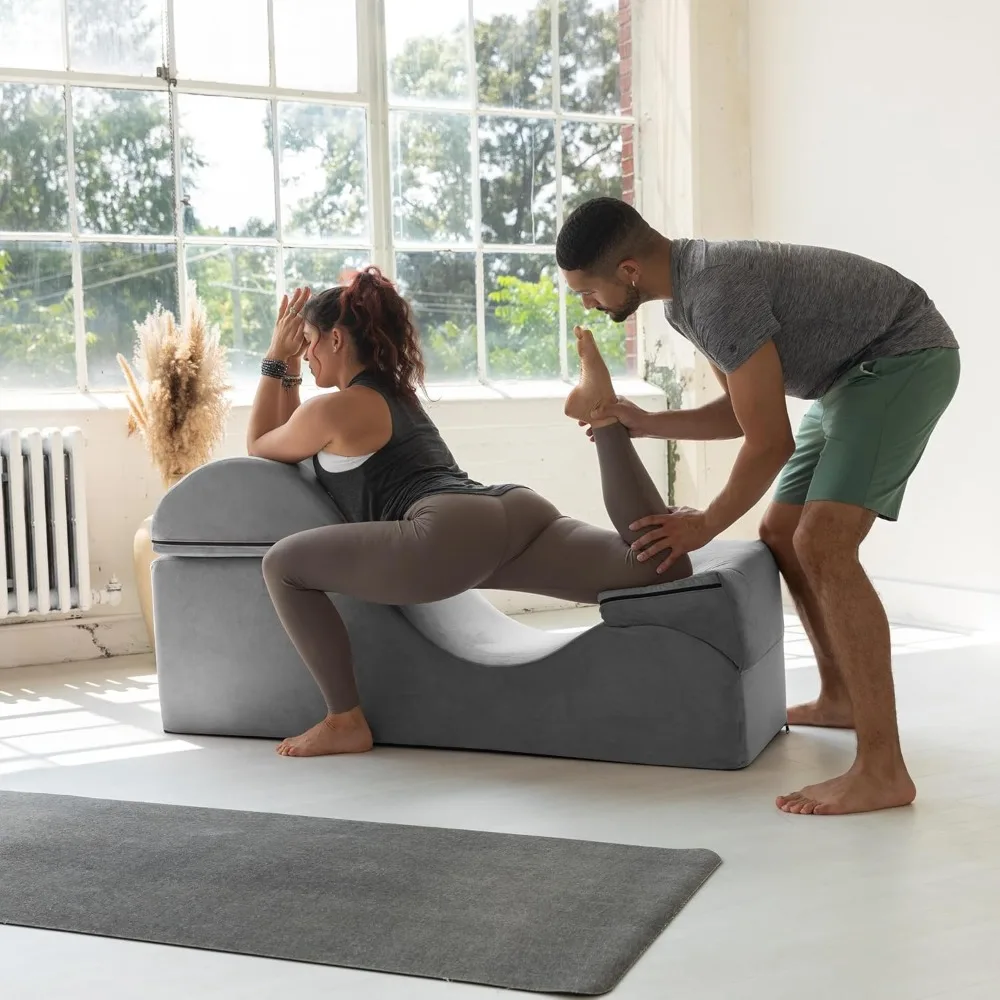 Yoga and Massage Convertible Chaise/Bed Bench - Dual-Purpose Ottoman with Hidden Folding Yoga Lounge Chair image 4