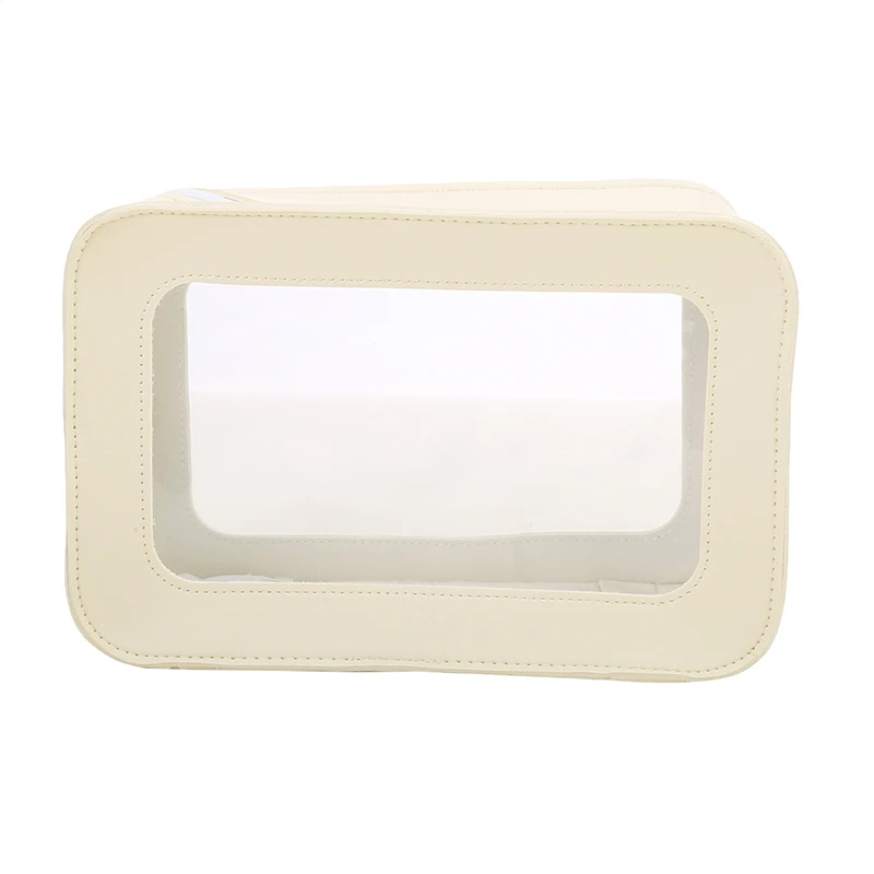 Clear Makeup Bag Pu Faux Leather Cute Small Visible Window Storage Lipsticks Cosmetics Case For Purse