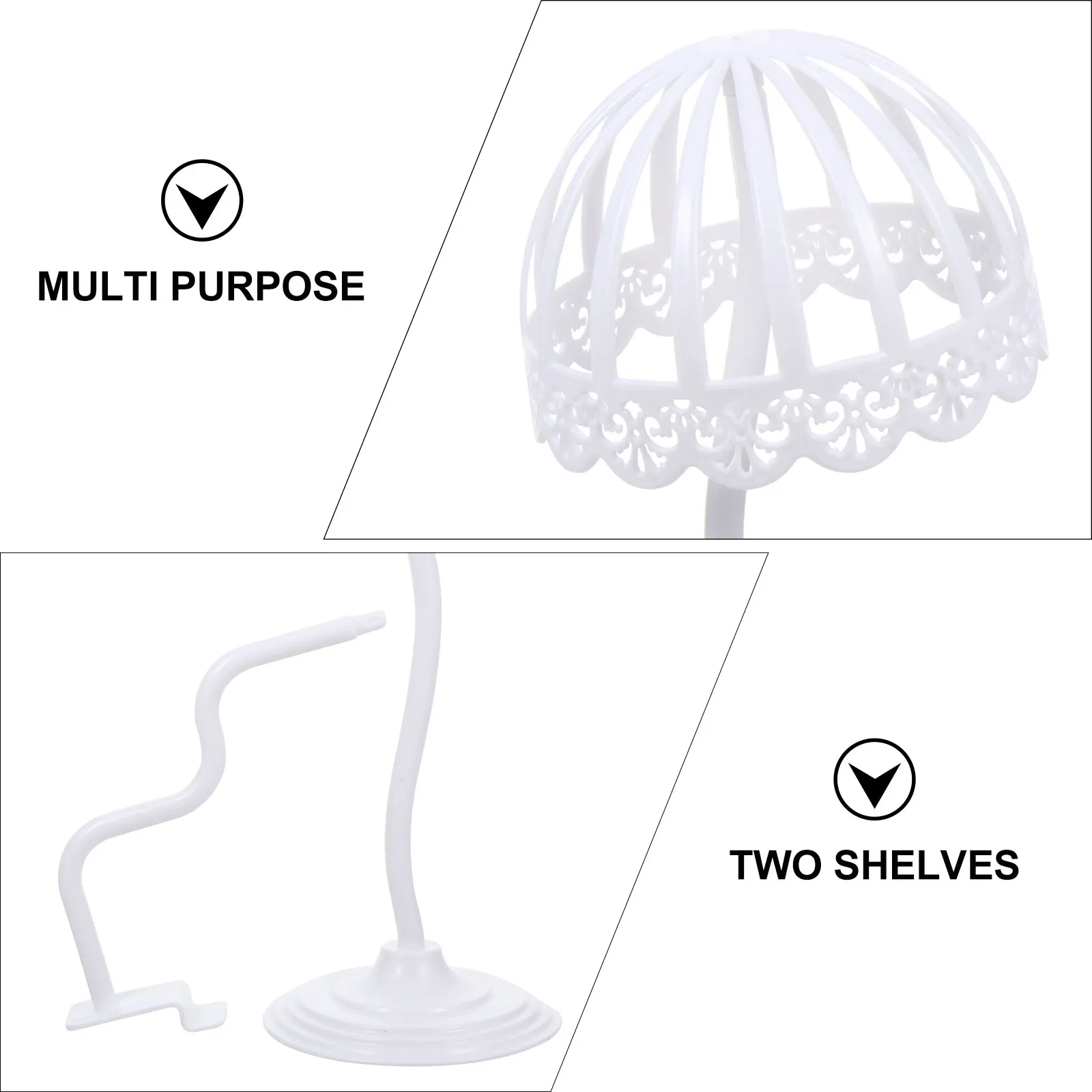 

2Pcs WigStand HatHolder Plastic Hollow Display Rack Smooth Surface Professional Styling SalonUse Travel ThreeDimensional