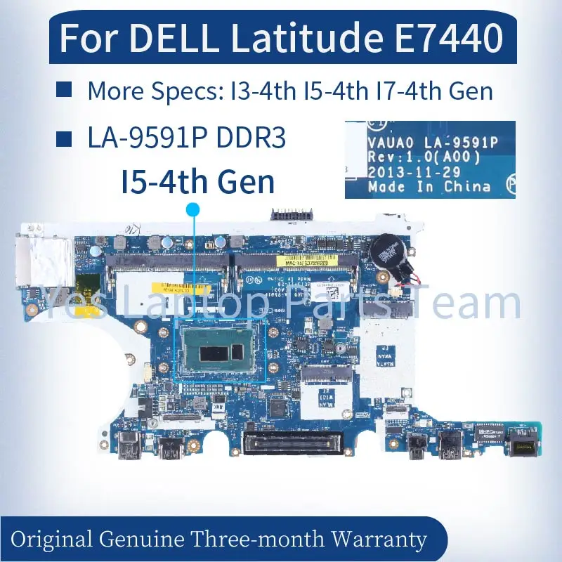 VAUA0 LA-9591P Für DELL Latitude E7440 Laptop Mainboard I3 I5 I7-4th Gen 060NK7 0P9C43 03M26R 0WK2DM Notebook Motherboard Getestet