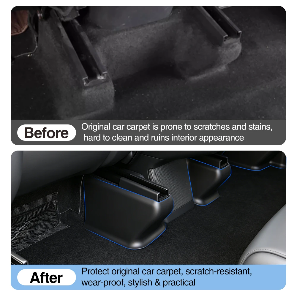Under Seat Full Wrap Corner Guards for Tesla Model Y 2025-2026 Juniper Premium L, Seat Base Carpet Anti-Scuff Protector