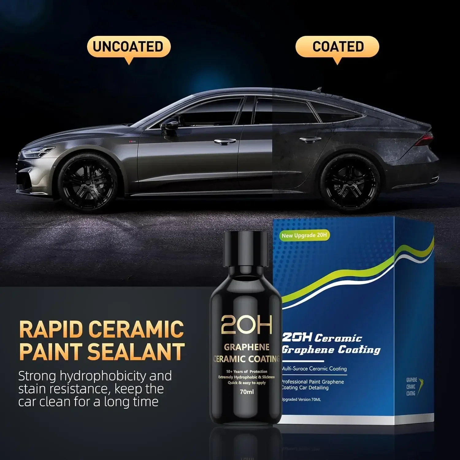 Graphene Ceramic Coating 20H with Self Healing and UV Track Technology Car Detailing Professionals 10+ Years of Protection