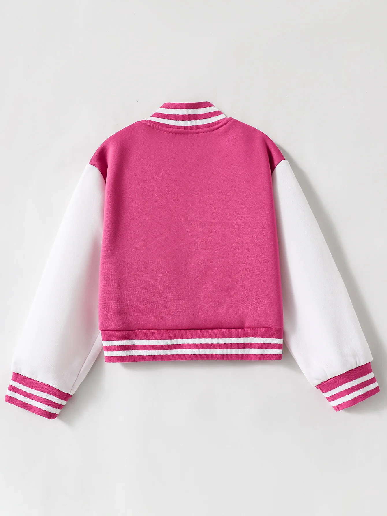 Ins Children's Clothing Girls' College Style Knitted Cardigan Color-Block Casual Spring and Autumn Baseball Jacket Girls' Color-Block Fashion College Style Top
