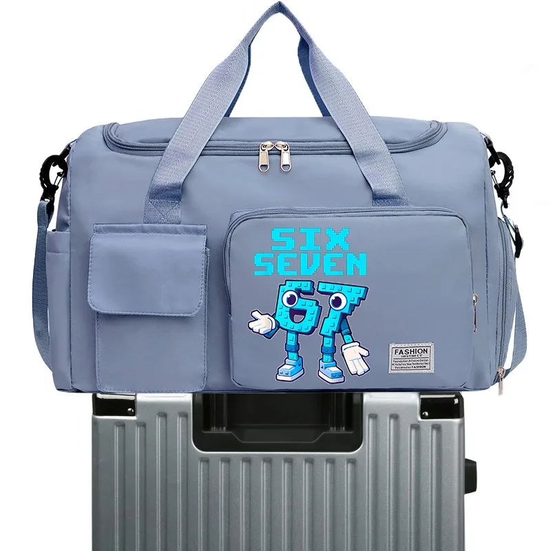 67 Six Seven Bolsas de viaje de dibujos animados divertidos Bolsa de almacenamiento de equipaje de anime lindo con bolsa para zapatos Bolsa deportiva de gran capacidad para gimnasio Regalo de cumpleaños