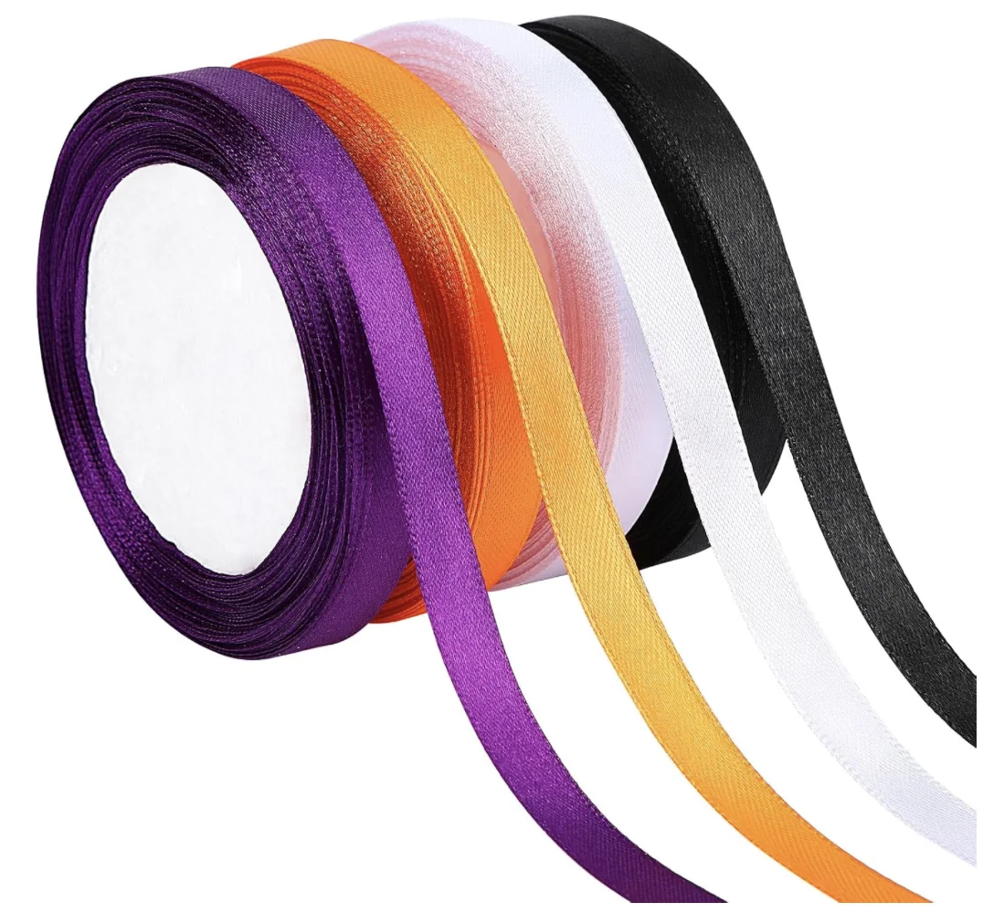 

Ленты для Хэллоуина, 4 рулона, 100 ярдов, атласные ленты для Хэллоуина шириной 10 мм, лента для упаковки праздничных подарков для бантов своими руками, поделок