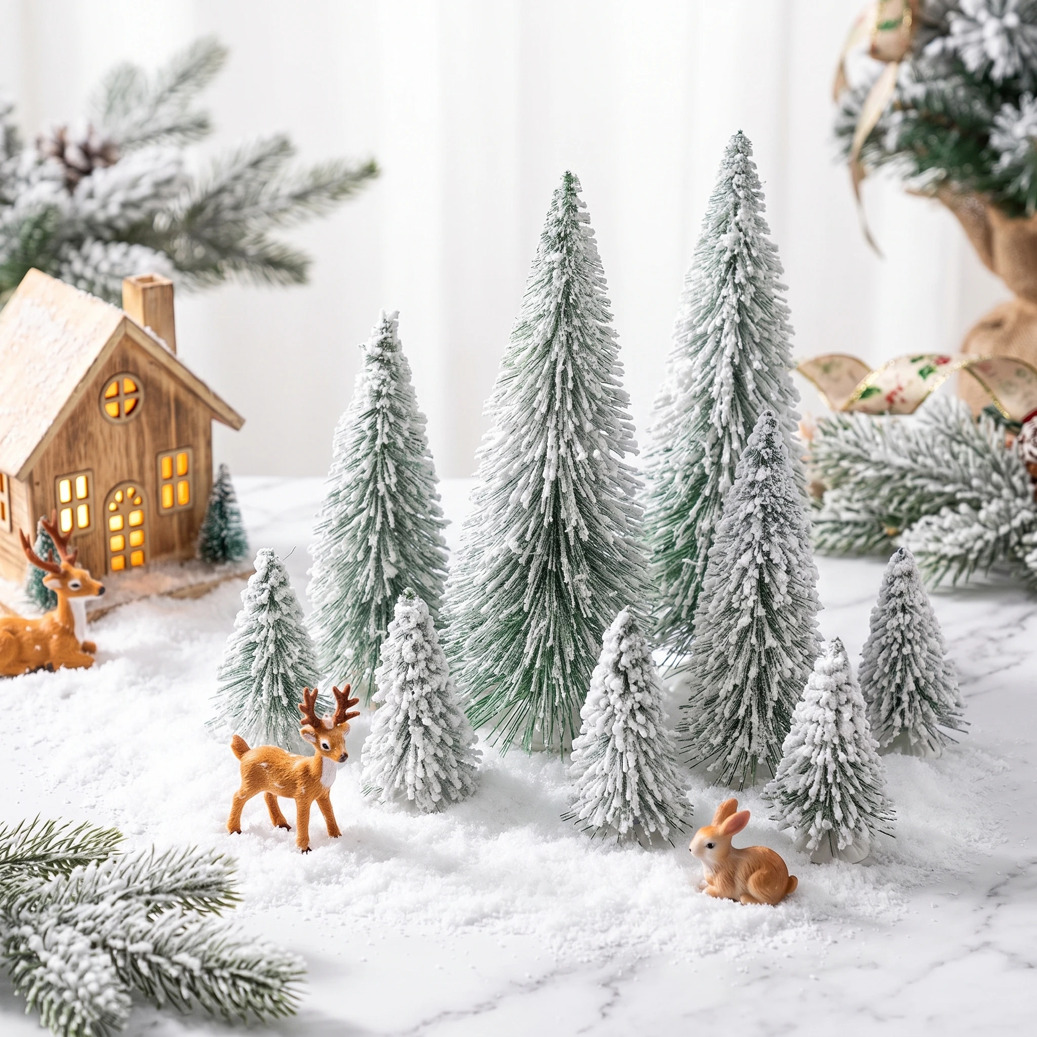 Mini Encryption Snow Frost Christmas Tree, Christmas New Year Party Home Table Ornaments Decorations Gifts,Xmas Supplies