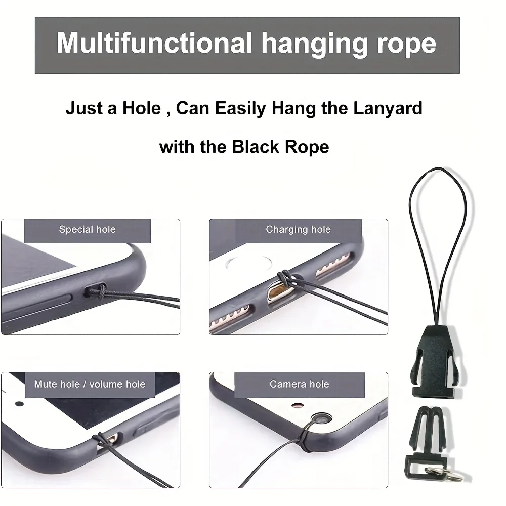 Handy-Lanyard, modisch, schwarz, mit Schnalle, Umhängeband, Schlüsselanhänger, Schlüsselband für Ausweishalter, Schlüsselanhänger, Handy-Gurt – Detail 4