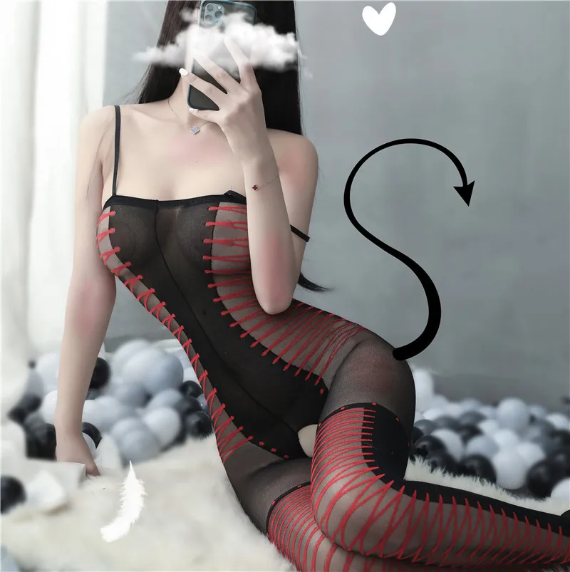 

Sexy Lingerie Stockings Open-Crotch Bodysuit Hand-Tearable Seductive Transparent Provocative Passionate See-Through Uniform Plus Size Women