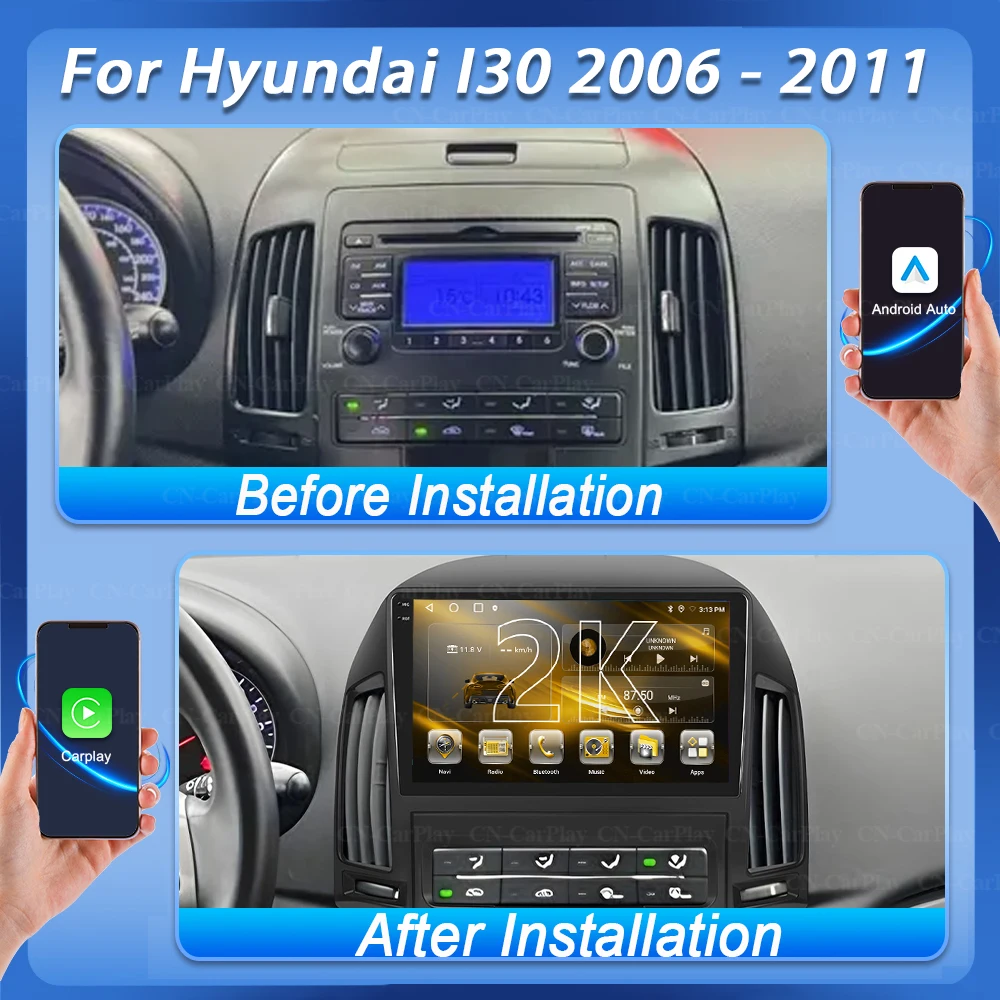 2K Android 16 For Hyundai I30 1 Fd 2007-2012 Autoradio Stereo Multimedia Car Head Unit Player Gps Navigation Dvd 2K Carplay