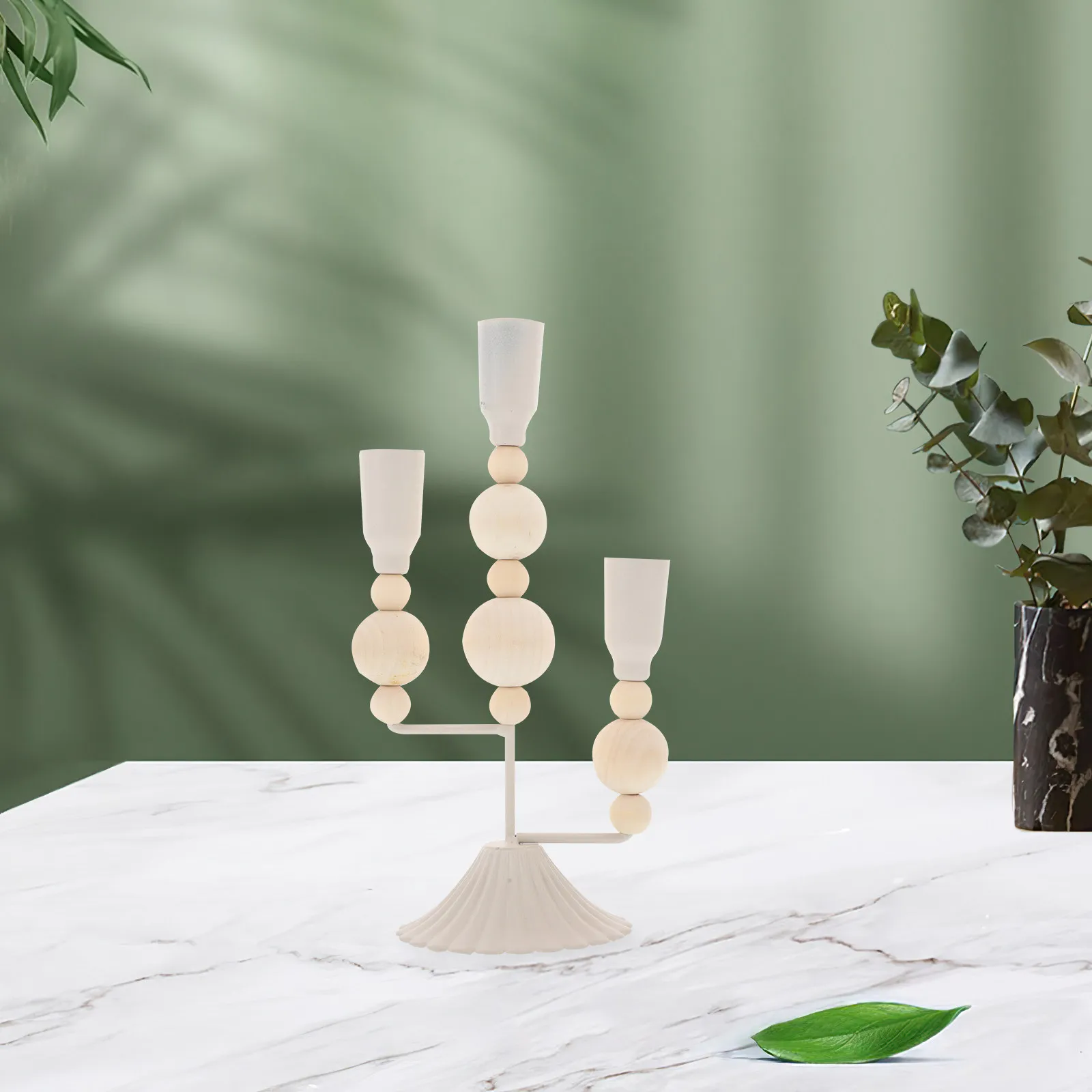 Wooden Roman Column Holder French Style Elegant Dining Table Pillar Stand Wedding Candlelight Centerpiece