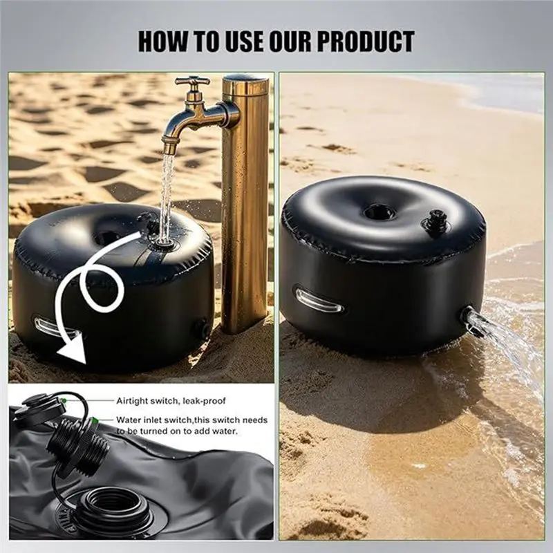 AB46-Umbrella Base Weight With Water 17.7'' Round Water Bag Umbrella Stand Cantilever Base & Patio Stand