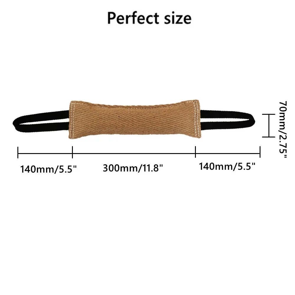 Durable Dog Training Tug Toy Bite Pillow Jute Bite Toy Sleeve with 2Rope Handles Large Dog Training Interactive Play Chewing Toy