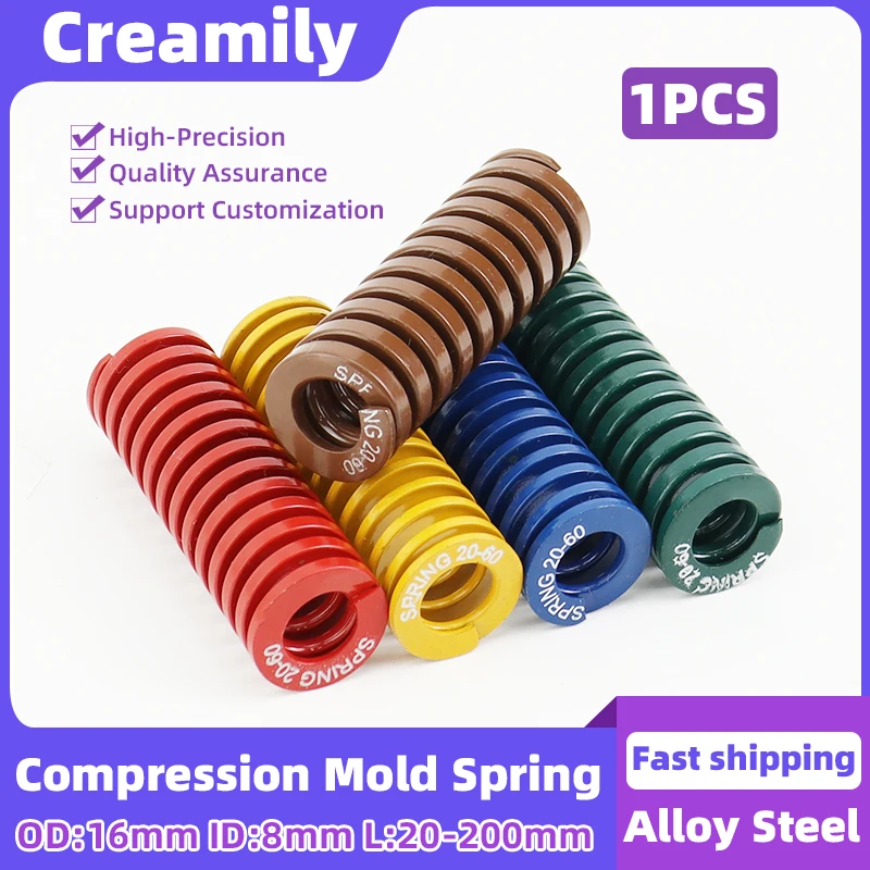 

Creamily 1PCS Compression Die Spring 16x8xL Loading Spiral Stamping Mould Spring Outer Diameter16mm Inner Diameter8mm L20-200mm