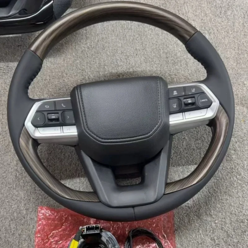 With Heating Carbon Fiber Peach Wood Steering Wheel For Toyota Elfa Master Sea Lion HIACE Old Revamped New Alphard 20 30 Series