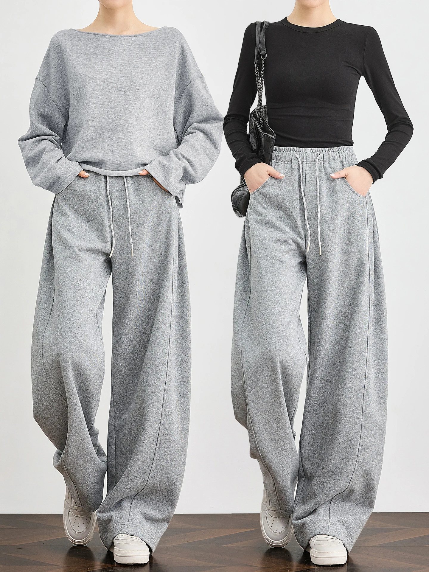 

ey Casual Sports Knitted Wide Leg Pants Women's Susps Trousers Bana Comfortable Fit Breathable Cotton Blend