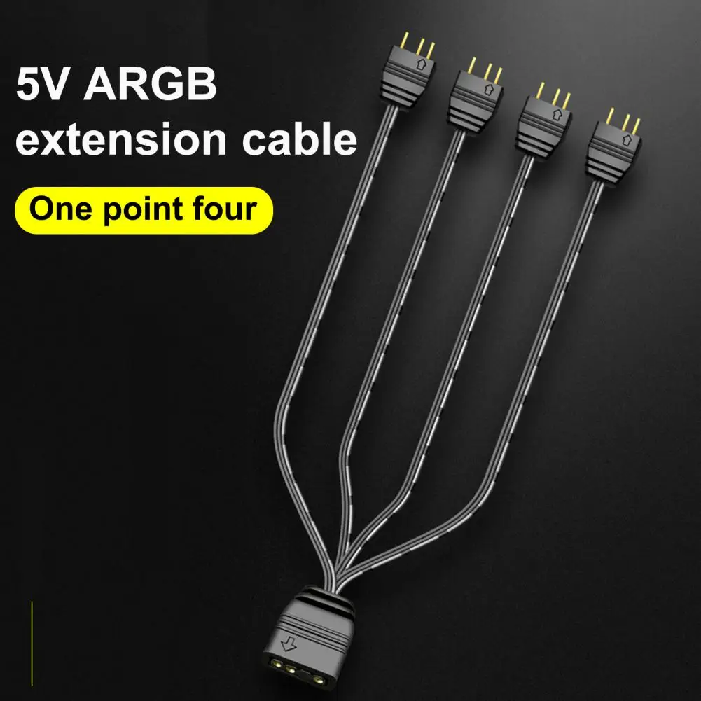 COOLMOON Cabo adaptador ARGB útil Divisor ARGB compacto ampla aplicação 1 a 4 placa principal ARGB Hub 1 a 4