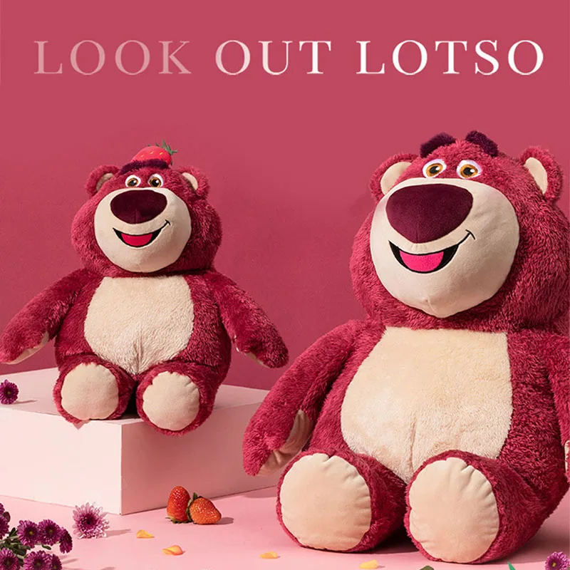 

MINISO Cartoon Dolls Disney Toy Story Lotso Plush Toy Kawaii Strawberry Rose Bear Soft Stuffed Doll Birthday festival Funny Gift