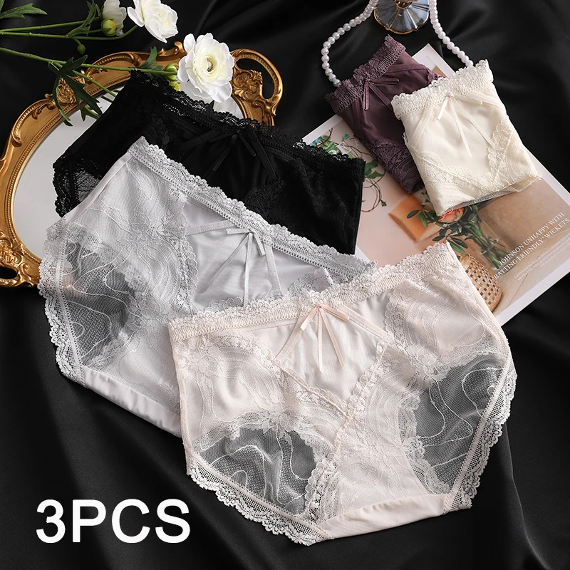 Underpants Women Micro Underwear Fashion Seamless Panties for Women Ice Silk Women's Lingerie Lace Panties Set Pack Sexy Briefs