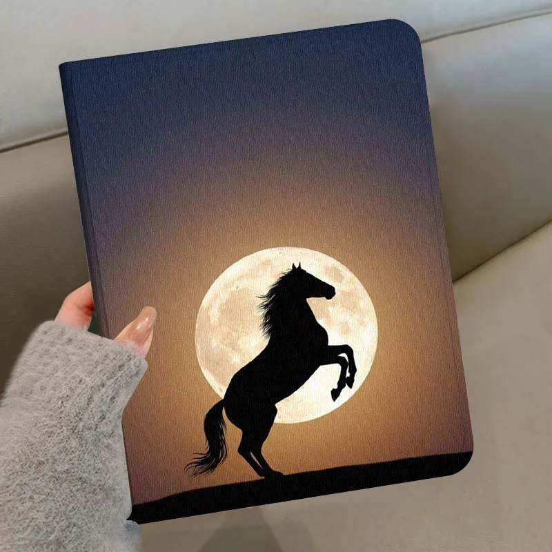 Silhouette Horse Full Moon Soft For Samsung Galaxy Tab S11 S10 S9 S8 S7 S6 A9 A8 A11 Lite FE Plus Pen Tray Tablet Case