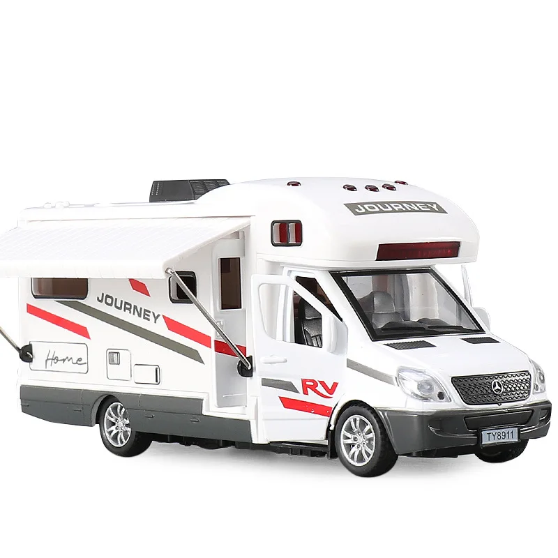 1:32 Scale Sprinter Luxury Motorhome Recreational Vehicle RV Trailer Caravan Alloy Metal Diecast Car Model Babys Toys Collection