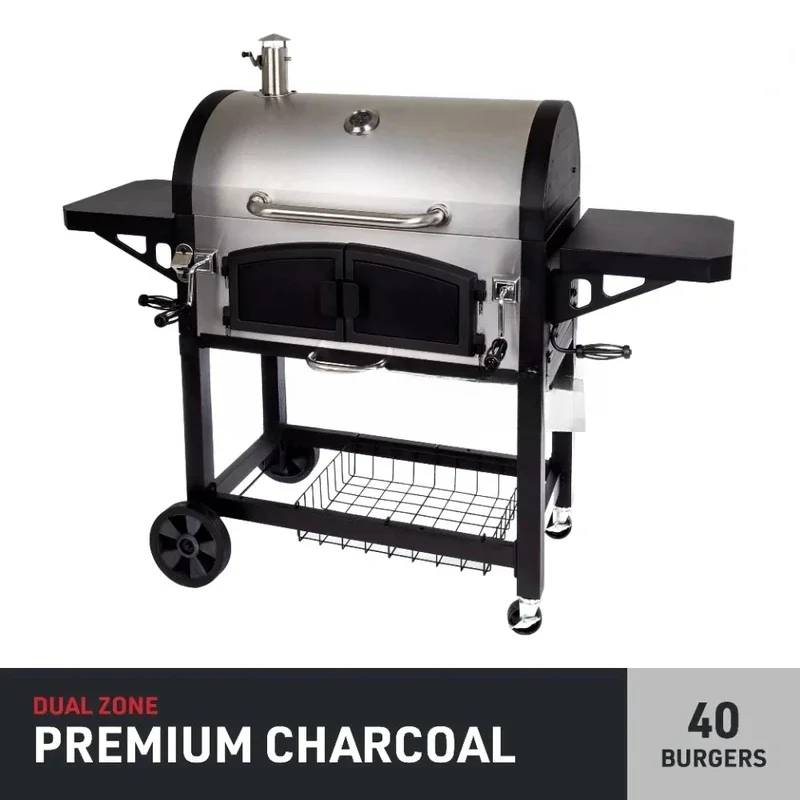 DGN576SNC-D dual chamber stainless steel Charcoal BBQ Grill