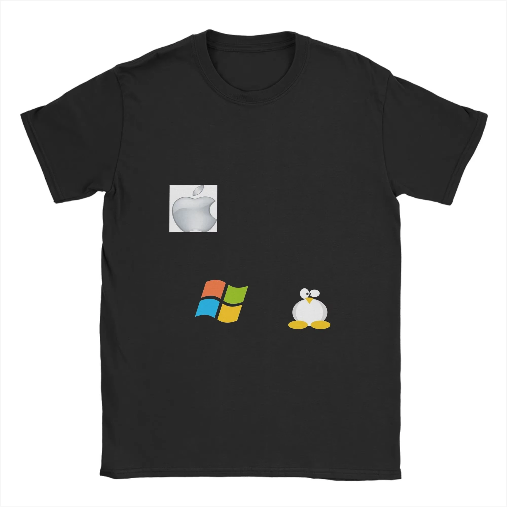 Linux Operating System Tux Penguin Men's T Shirt Humor Tees Short Sleeve Round Neck T-Shirts Pure Cotton Plus Size Tops