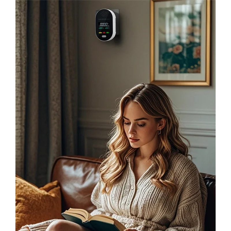 ABGI-Kohlenmonoxid-Detektoren mit LCD-Display, Ton- und Lichtwarnung für Zuhause, Büro, Hotel, Reisen, EU-Stecker