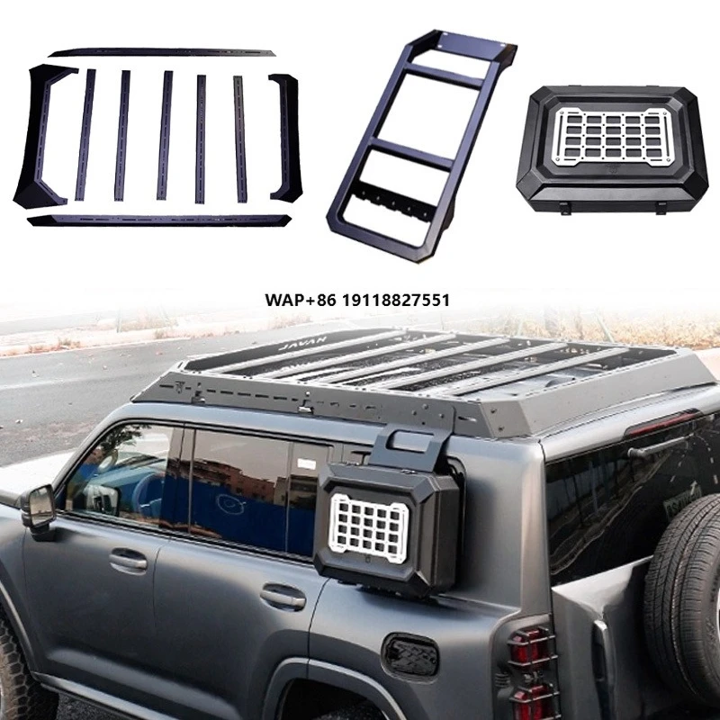 

High Performance 3-Piece Set Aluminum Alloy Retractable Side Ladder Roof Rack Side Bag for Haval H9 2025 Accessories