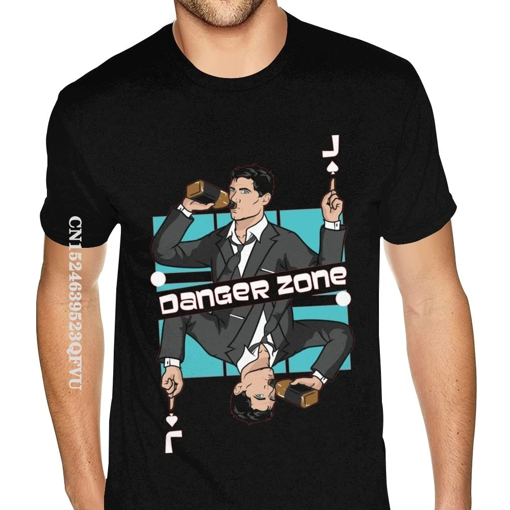 Hot Sale Archer The Danger Zone Shirt Custom Cotton Oversized Anime Tshirt Men For Men's Graphic Black Tees Shirt England Style