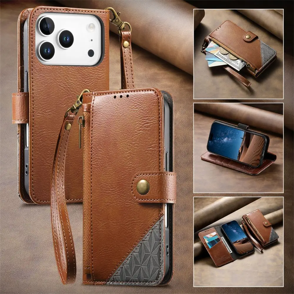 

Fashion Solid Color Leather Wristband Flip Cover for Samsung Galaxy S26 S25 Edge S24 Ultra with Built-in Wallet Card Slots