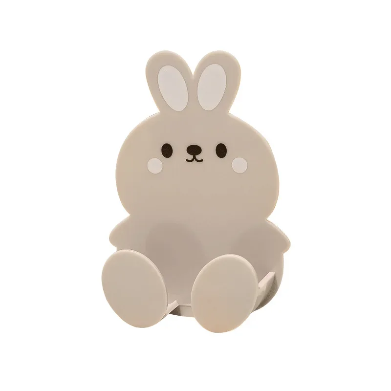 Cute rabbit plug key hook kitchen wall hole free hook living room phone charging rack multifunctional decorative hook