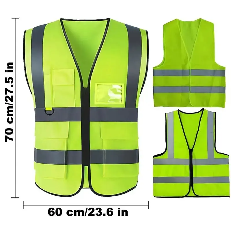 Multi-pocket Reflective Safety Vest Traffic Vest Railway Coal Miners Uniform Breathable Racing Running Sports