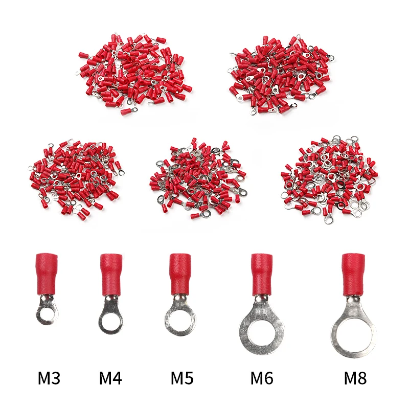 50/650PCS RV1.25 RV2 RV5.5 Geïsoleerde Elektrische Draad Kabel Connectors Ring Lugs Krimpen Terminals Kit