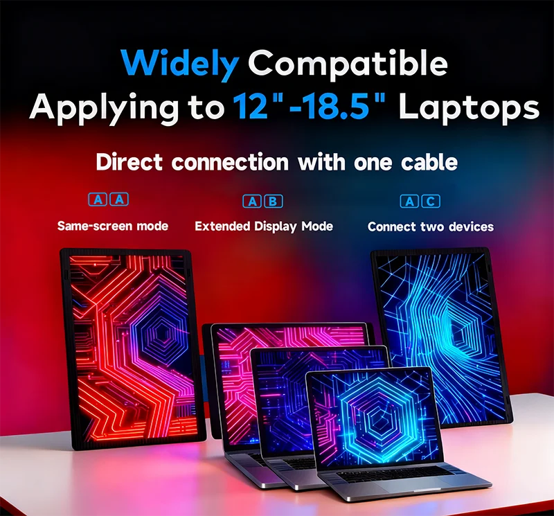 OEM Factory 14 15.6 Inch FHD IPS Rotate Dual Screen Display Triple LCD Portable Multi-Screen Laptop Extender Monitor