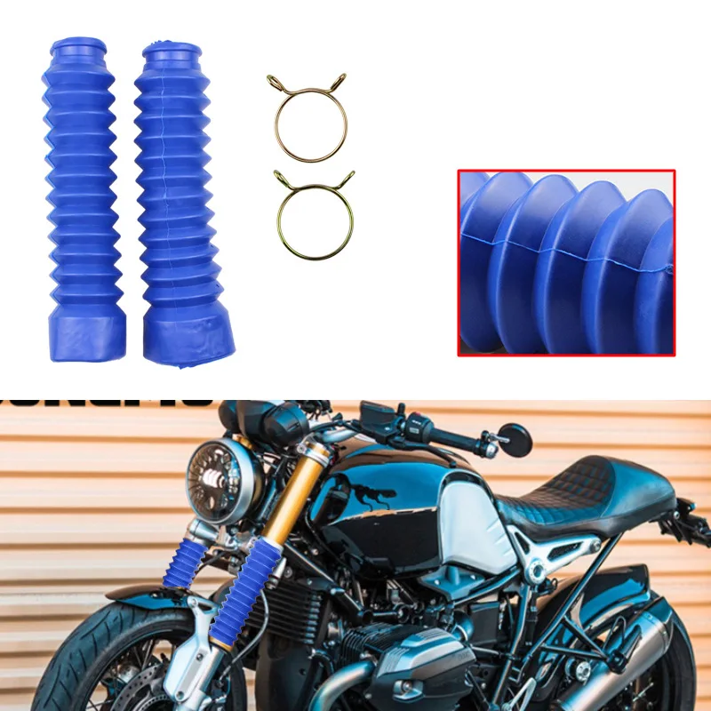 2Pcs Motorcycle Dust Proof Sleeve Protector Damping Rubber Front Fork Shock Absorber Dust Cover Gaiters Gators Boots Universal