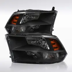 Suliso 2Pcs For 2009-2018 Dodge RAM 1500 factory Dual Lamp style halogen headlights 2010-2018 Dodge RAM 2500/3500 Black Clear