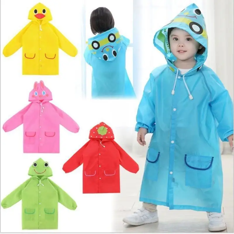 Cartoon Kids Raincoat Waterproof Thickened Full Body Poncho Cute Animal Hooded Rainwear For Boys Girls Outdoor School Daily Use
